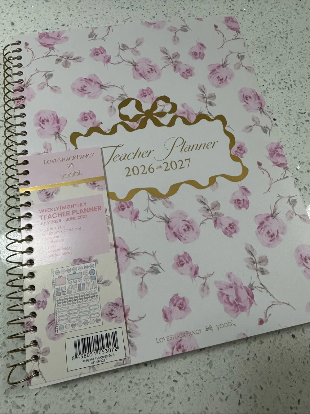 NWT LoveShackFancy x Yoobi Teacher Planner 2026-2027 w/ Stickers